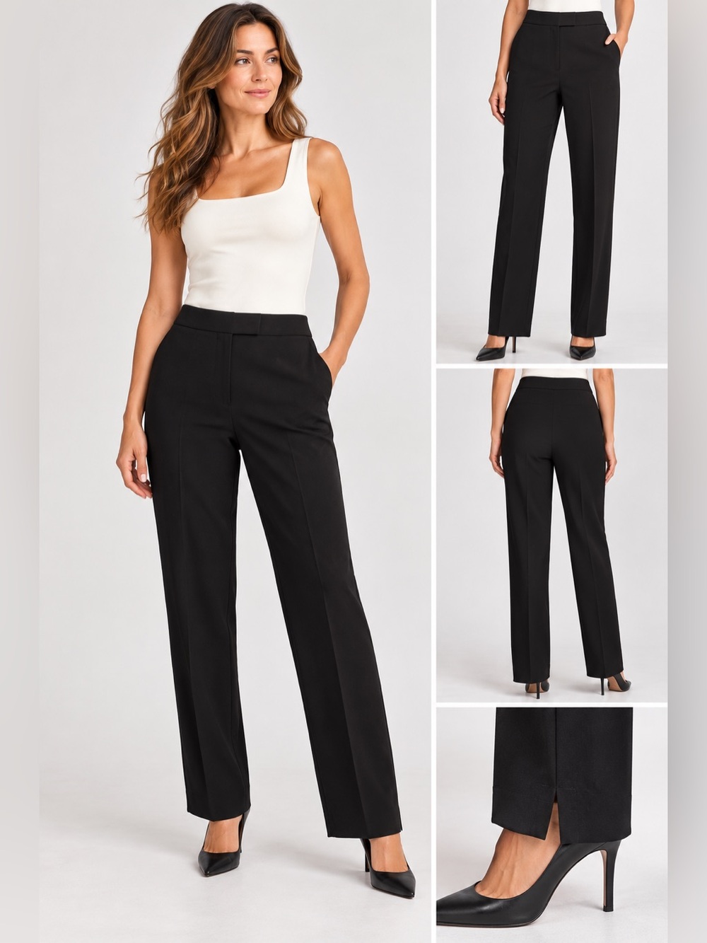 Lafayette 148 New York Straight Leg Wool Pants in Black Size 12 Like New